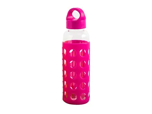 H&H 5453 Set 3 Bottiglia Borosilicato/Silicone Fucsia Tappo Plastica 0,36 Cl