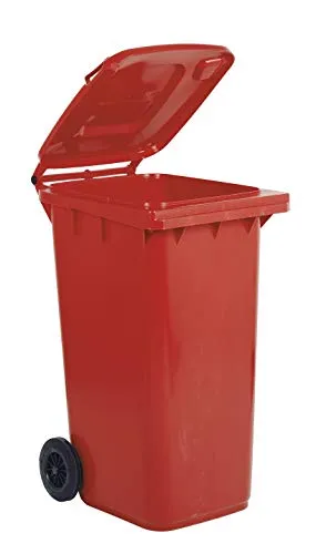 Bidone carrellato per la raccolta differenziata rifiuti Mobil Plastic 240 Lt per uso esterno - rosso (UNI EN 840)