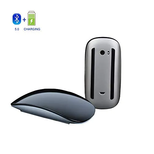 ZERODATE Mini Mouse Portatili Ultra Sottili Ricaricabili Touch Magic Bluetooth 5.0 Senza Fili Compatibili con PC, Mac, Laptop, Android Windows XP Tablet-Nero