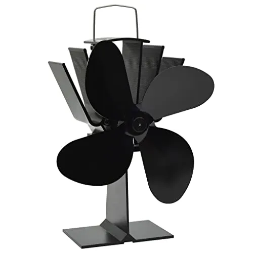 vidaXL Ventilatore per la Stufa con 4 Pale Nero