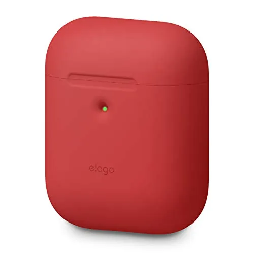 elago A2 Custodia Cover in Silicone Compatibile con AirPods 2 Case Wireless (LED anteriore visibile) - Supporta la Ricarica Wireless, Protezione Extra (Rojo)