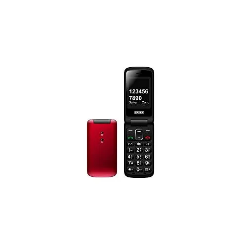 Saiet Compact 13500880 - Cellulare Tasti e Numeri Grandi - Colore Rosso Lucido