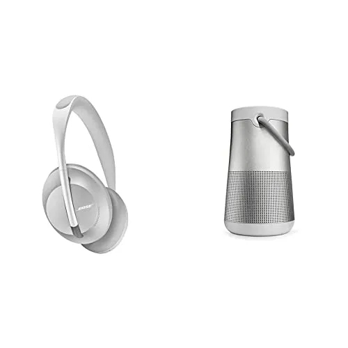 Bose Noise Cancelling Headphones 700, Cuffie Over-Ear Bluetooth Wireless, Argento (Silver) & Diffusore SoundLink Revolve+ II Bluetooth portatile: Diffusore wireless resistente all'acqua