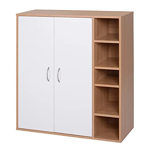 HOMCOM Armadietto da Parete con 2 Ante Ripiani Regolabili Camera da Letto e Ingresso Legno 80x32x91cm