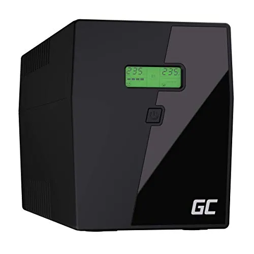 Green Cell® Gruppo di continuità UPS Potenza 2000VA (1400W) 230V Alimentatore protezione da sovratensioni line interactive AVR Onda sinusoidale pura USB/RJ45 2X Schuko 2X IEC Uscite con Display LCD