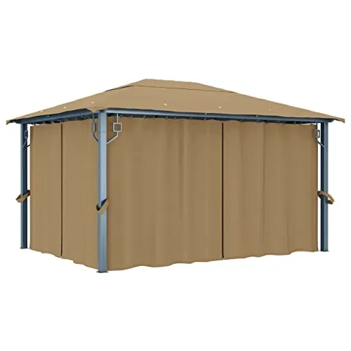 vidaXL Gazebo con Tenda 400x300 cm Grigio Talpa in Alluminio