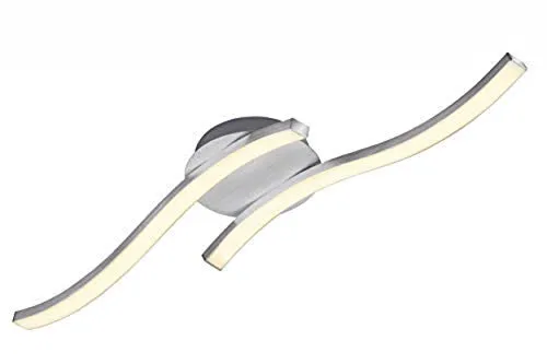 Briloner Leuchten - Lampada da soffitto LED, Luce Calda 3000K, LED integrati 2x6W 2x480Lm, lunga 55.4 cm, Plafoniera ondulata, Lampadario in metallo color alluminio per salotto o cucina