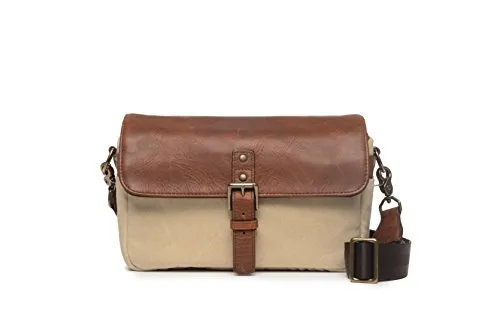 Ona – The Bowery – Camera messenger bag – 50/50 naturale tela cerata & antico in pelle cognac (ONA5 – 014 NTl)