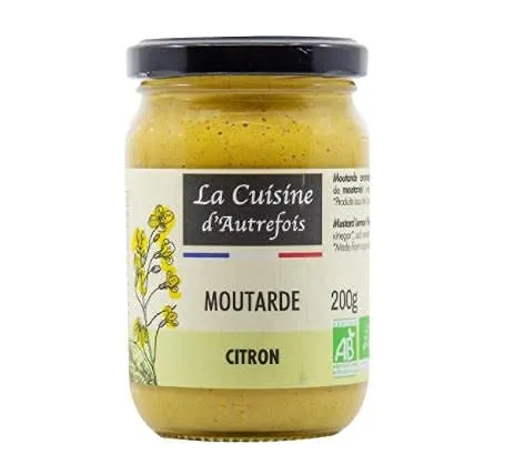La Cuisine d'Autrefois Lemon Flavour Mustard 200G - Realizzato con una base tradizionale di aceto di sidro di senape a cui viene aggiunto olio essenziale di limone.