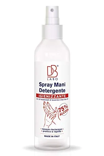 Spray Igienizzante Mani e superfici - Alcolico 75% con Olio essenziale Di lavanda - Lavamani Senza Risciacquo - 100 ml