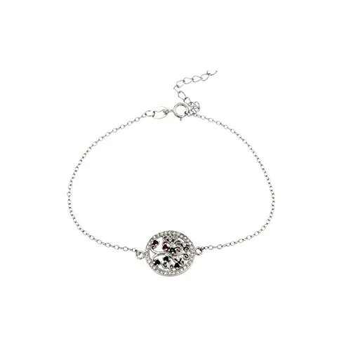 BRACCIALE DA DONNA ALBERO DELLA VITA IN ARGENTO RODIATO ORO BIANCO CON ZIRCONI - Argento 925