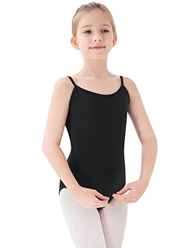 PLIKSUVER Body Danza Bambina Donne Balletto Body Leotards Ragazze Ginnastica Leotards con Spalline Regolabili (130 (altezza 120-130 cm), Nero)