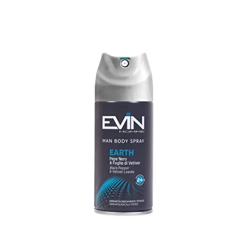 EVIN HOMME | Deodorante Uomo Spray, Fragranza Pepe Nero e Foglie di Vetiver, Durata 24h, 150 ml