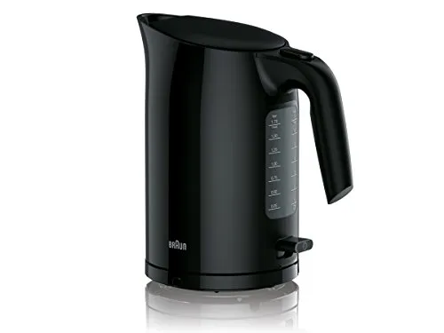 Braun WK 3110 BK bollitore | Capacità 1,7 l | 3.000 Watt | Sistema di cottura a pressione | Filtro anticalcare estraibile | Grande indicatore del livello dell'acqua | Senza BPA | Nero