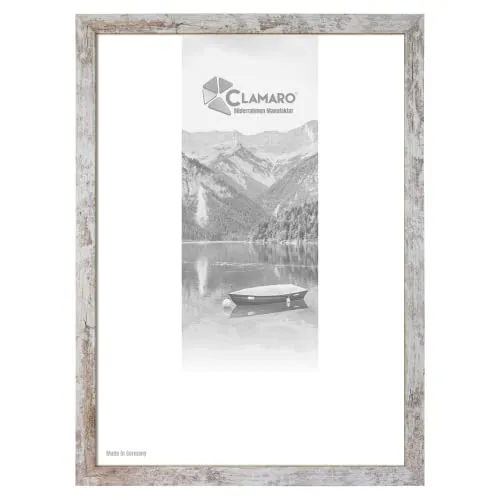 Clamaro 'Collage' Cornice 45x60 Fatto a Mano | Bianco Antico | Moderna Cornice Rettangolare in MDF con Vetro Acrilico, Pannello Posteriore e Gancio (in Formato Orizzontale e Verticale)