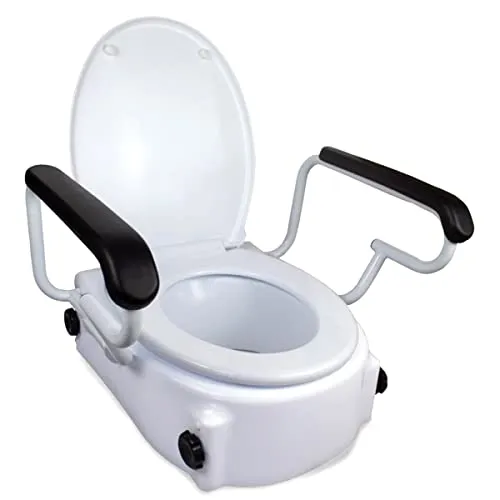 Mobiclinic, Rialzo wc per anziani, 17 cm, Marchio Europeo, Braccioli pieghevoli, Per disabili, Alza water, Coperchio, Regolabile, Rialzo bidet, Inclinabile, Ausili per anziani, Bianco