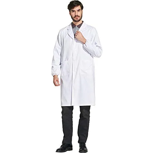 Icertag Camice Bianco da Laboratorio Donna Uomo, Unisex Medico Cappotto, Camice per Le, Camicia Bianca dell'uomo, Adatto per Studente Laboratorio Infermiera Cosplay Abito di Coton (X-Large)