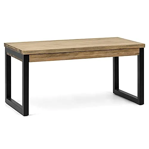 iCub - Tavolo sollevabile Strong Eco 120 x 50 x 52 cm, in legno massiccio, finitura vintage, stile industriale, colore: nero