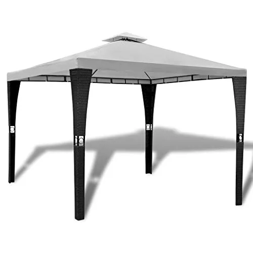 vidaXL Gazebo in Vimini con Tetto Bianco Crema 3x3m Impermeabile Tenda Tendone