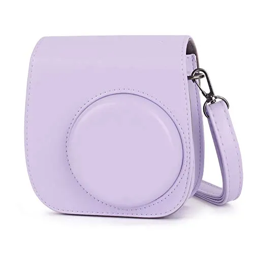 Leebotree Fotocamera istantanea Custodia per Fujifilm Instax Mini 11 Fotocamera istantanea, Protettiva in Pelle Soft PU con cinturino a spalla e tasca (Viola Purple)