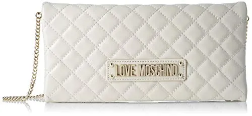 Love Moschino Borsa Quilted Nappa Pu, Tracolla Donna, Bianco (Avorio), 14x2x28 cm (W x H x L)