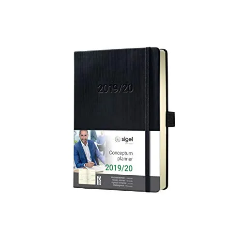 SIGEL C2002 Agenda Settimanale 18 mesi 2019/2020 Conceptum, Copertina Rigida, 10,8 x 15,1 cm, Nero