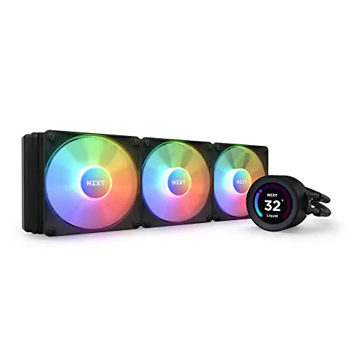 NZXT Kraken Elite RGB 360 - Dissipatore a liquido AIO per CPU 360mm - Display LCD grandangolare personalizzabile da 2.36"" per GIF - Pompa ad alte prestazioni - 3 x ventole Core RGB F120 - Nero