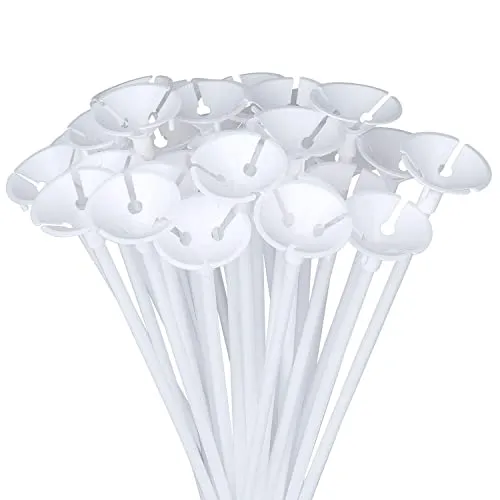 Diealles 100 Pezzi Palloncini Sticks Supporti per Matrimonio, Party e Decorazioni，40CM - Bianco