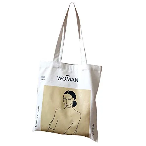 anaan Woman Borsa tote Borsa con tasca interna a Tracolla cotone e tela con manici Pittura stampa Borsa shopper decorare riutilizzabile ecocompatibile Design