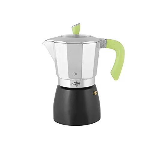 HABI Kpb900 Alluminio Gran caffè Tazze 9 Moka Caffettiere e Guarnizioni, Nero/Verde