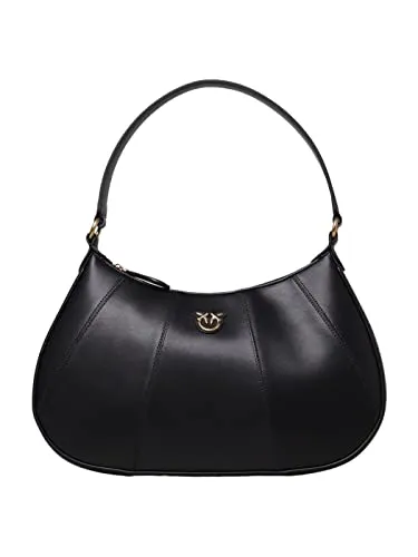 Pinko Half Moon Classic 1 Simply Vit, Borsa Donna, Z99Q_Nero-Antique Gold, U