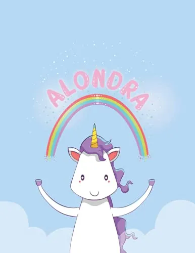 Alondra: Unicorn Notebook Personal Name Wide Lined Rule Paper | Notebook The Notebook For Writing Journal or Diary Women & Girls Gift for Birthday, For Student | 162 Pages Size 8.5x11inch