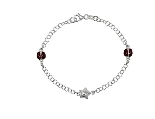 inSCINTILLE Girotondo Bracciale Bimbi in Argento con Coccinelle Colorate e Stella