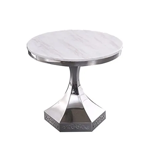 Tavolino da caffè Tavolino da Salotto Tavolino angolare Tavolo intarsiato in Marmo Rotondo immagazzinaggio scaffalature (Colore : Silver White)