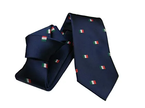 Avantgarde Cravatta bandiera italiana inglese e tedesca blu bandierina varie (cm 8, blu 1 Italia)
