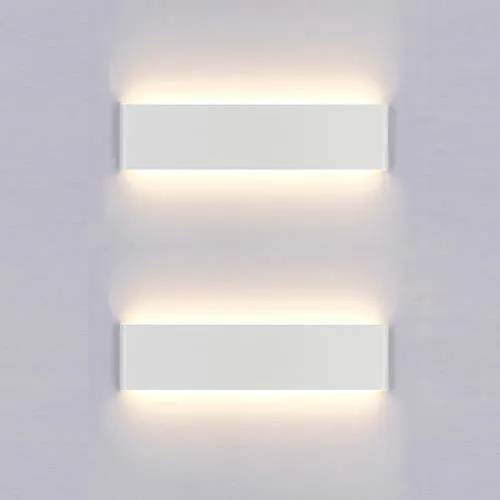 Yafido 2x Applique da Parete Interno Moderno 30CM LED Lampada da Parete Bianco Caldo 12W Lampada Muro Perfetto per Camera da Letto Soggiorno Corridoio Bagno Scale Confezione da 2