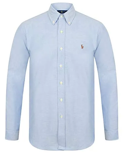 Ralph Lauren Camicia da uomo, vestibilità slim fit, in cotone Oxford Blu L