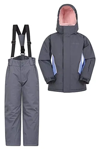 Mountain Warehouse Set da Sci per Bambini con Giacca e Pantaloni -antineve, Tasche Anteriori, Imbottitura in Pile, ghetta antineve Integrata -per Lo Snowboard, Invernale Indaco 7-8 Anni