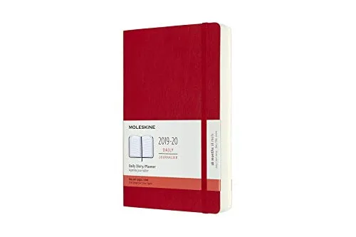 Moleskine Agenda 18 Mesi Giornaliera, Diario Accademico 2019/2020 con Copertina Morbida e Chiusura ad Elastico, 608 Pagine, Rosso Scarlatto, Dimensione Large 13 x 21 cm