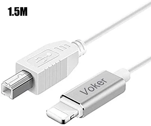 Cavo MIDI per connettore Lightning,interfaccia Lightning to Midi,adattatore USB 2.0 Cavo OTG per iPhone 8/8 Plus/X /7/7Plus 6/6 Plus /5/ iPad iPod,Interfaccia audio Piano elettrico 4.9ft (1.5m)