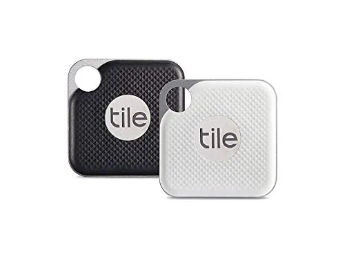 Tile Pro con batteria removibile - Trova chiavi. Trova telefono. Trova-tutto - Confezione da 2 (1 x Nero, 1 x Bianco)