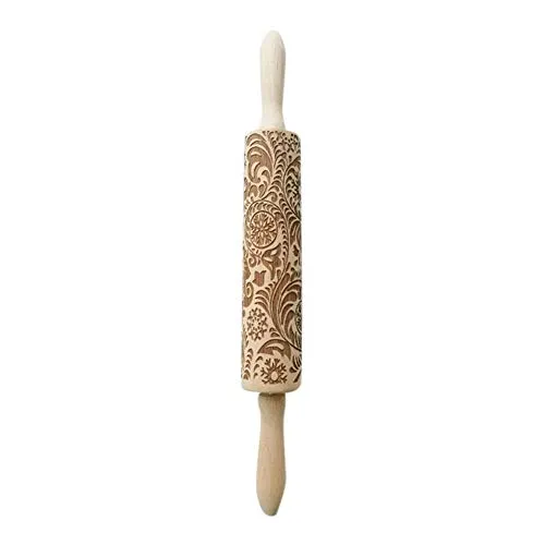 DIY Biscotti Pattern Printing Rolling PinNatale Matterello In Legno Decorativo Antiaderente Piccolo Inciso Embossing Rolling Pin Per Bambini Engraving Embossed Biscuit Dough Stick Kneading Tool