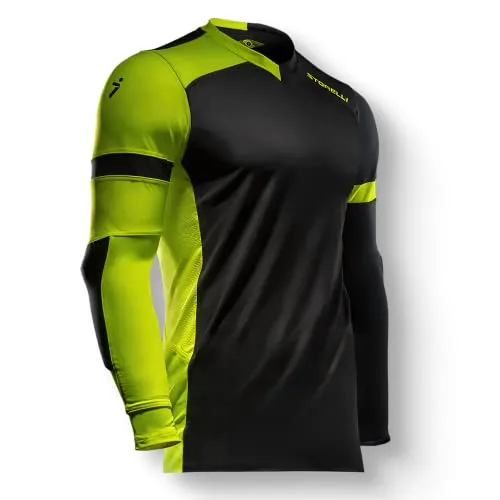 Storelli Maglia Portiere ExoShield Gladiator | Gomitiere Imbottite | Maglia Leggera per Calcio | Nero | Youth Large