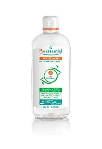 Puressentiel - Purificante - Gel Disinfettante Mani - Presidio Medico Chirurgico - Azione anti-batterica, anti-virale e levuricida - 3 Oli essenziali - Effetto idratante - 250 ml