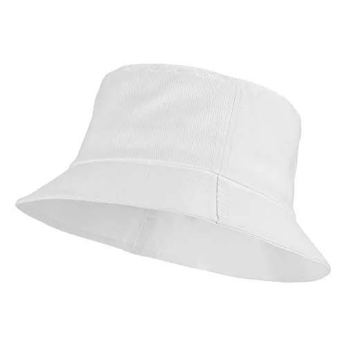 Umeepar Cappello da Pescatore Estivo in Cotone Unisex per Donna Uomo,Bianco Tinta Unita. Taglia Unica