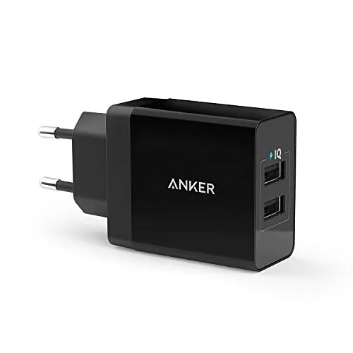 Anker Caricatore USB 24W con 2 porte, caricatore da muro con tecnologia PowerIQ per iPhone, iPad, Samsung Galaxy, Huawei, Xiaomi e altri