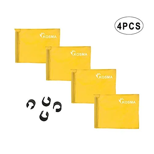 Kosma - Set di 4 bandierine angolari per allenamento, 44 x 34 cm, colore giallo con 4 clip in plastica, imballate in borsa per il trasporto