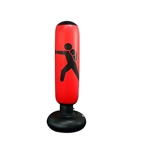 Sacco da boxe da pavimento gonfiabile, AILUOR Target Bag con Pompa per Formazione Veloce di Boxe, Sport Adulto dei Bambini del Sacchetto di Perforazione del Pugilato di addestramento di Scossa (Rosso)