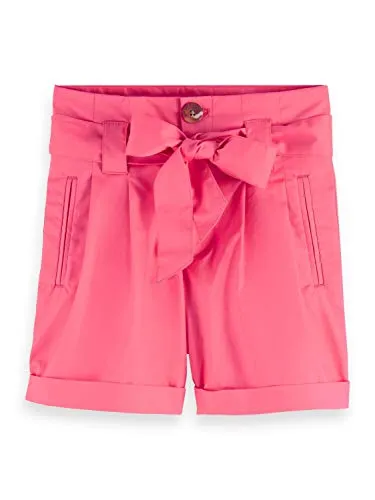 Scotch & Soda R´Belle Wider Fit High Waist Paperbag Shorts with Shell Fabric Belt Pantaloncini, 1083 Jellyfish, 4 Bambina