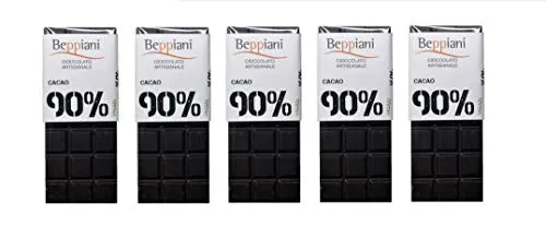 5 Tavolette di finissimo cioccolato fondente artigianale Beppiani - made in Italy - cioccolato dark - extra dark (90% Cacao)